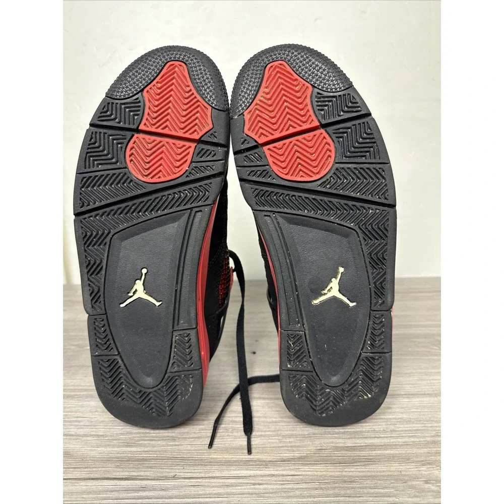 Jordan Air Jordan 4 Retro Mid Top Sneakers Black/White/Red 136013-088 SZ 10